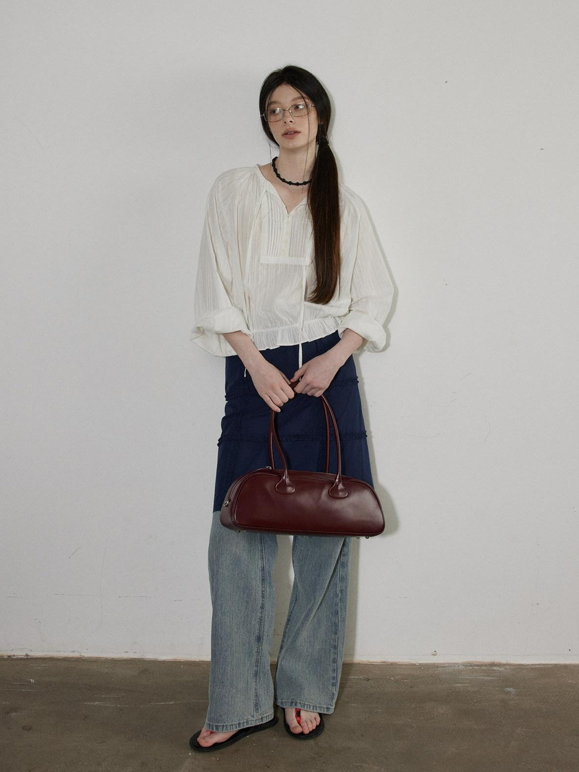 Lofi choose High Waist Loose Fit Office Ready Young Women Purple Blue White Midi Skirts