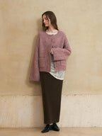 someone sometimes Lined Mid Waist Slit Casual Straight Knit Dark Brown Daily Maxi Skirts
