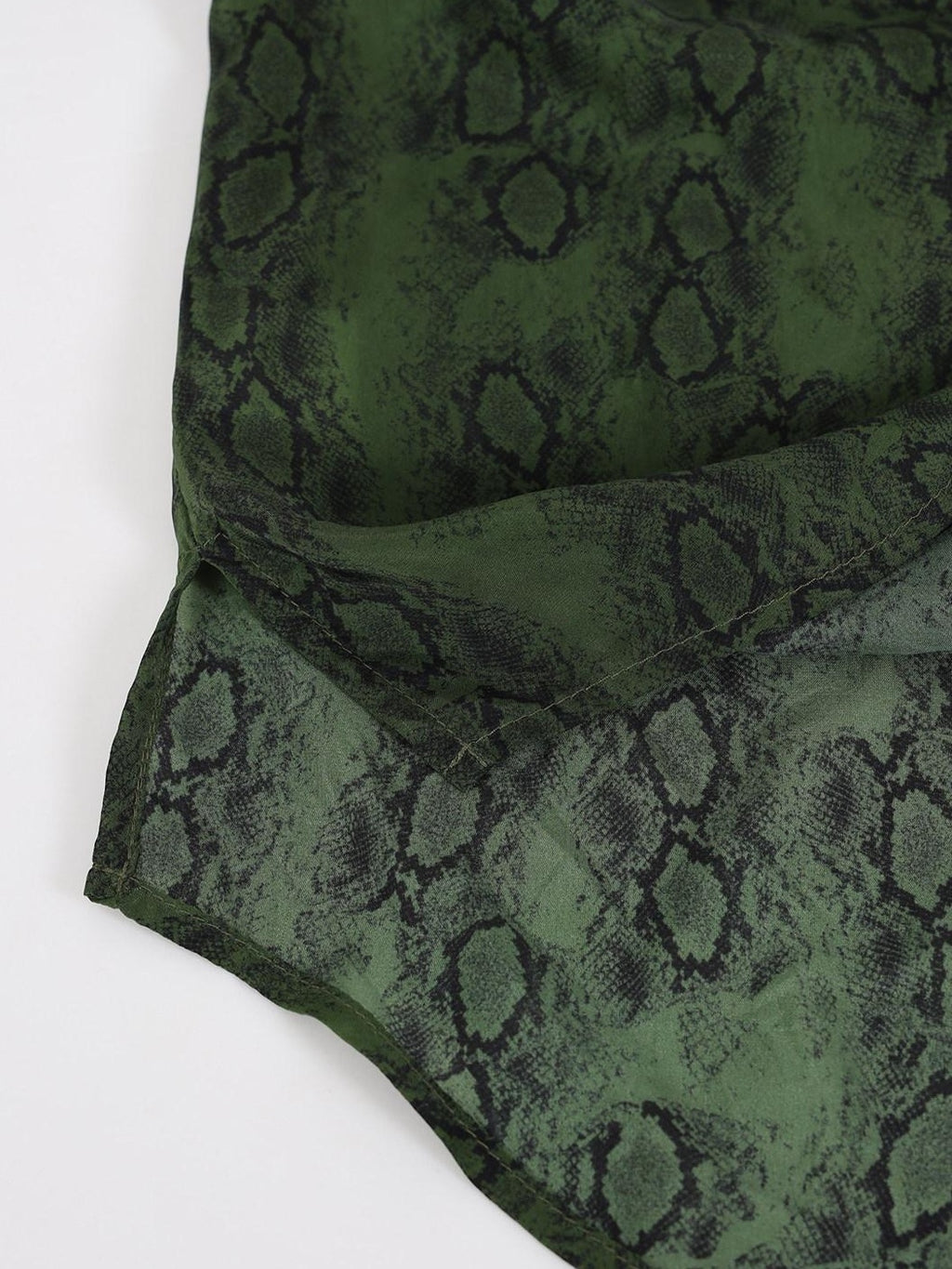 audreyyang Shape Retain Loose Snake Print Dark Green Recycled Viscose Women Wide Leg Pants