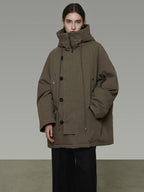 unspoken 90 Percent White Duck Down Hooded Loose Patchwork Cotton Warm Women Down Jackets