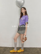 Lofi choose High Waist Relaxed Fit Women Office Commuter Black Apricot Striped Mini Shorts