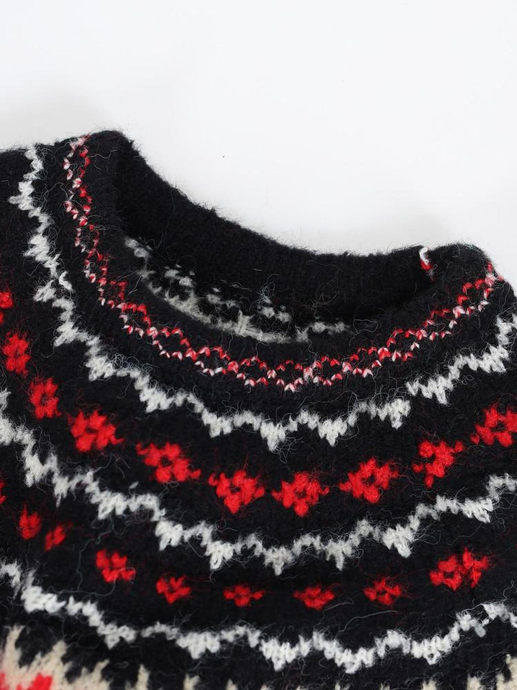 audreyyang Cozy Thick Oversized Geometric Totem Crewneck Women Wool Blend Sweaters