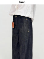 fano High Rise Cotton Rigid Casual Straight Youth Raw Denim Straight Leg Jeans