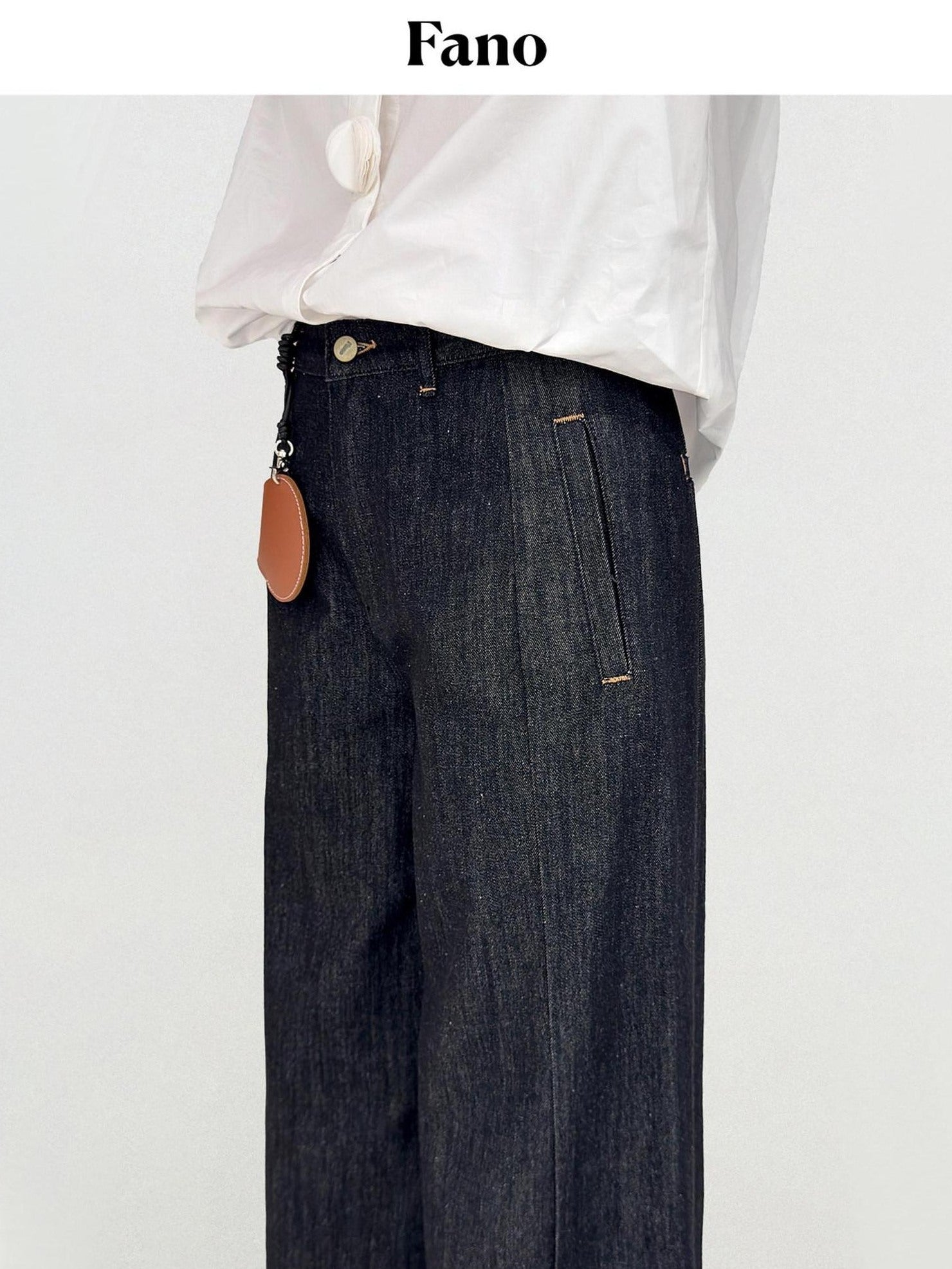 fano High Rise Cotton Rigid Casual Straight Youth Raw Denim Straight Leg Jeans