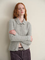 someonesometimes Soft Wool Cotton Blend Slim Fit Side Slit Cropped Button Crewneck Womens Cardigans