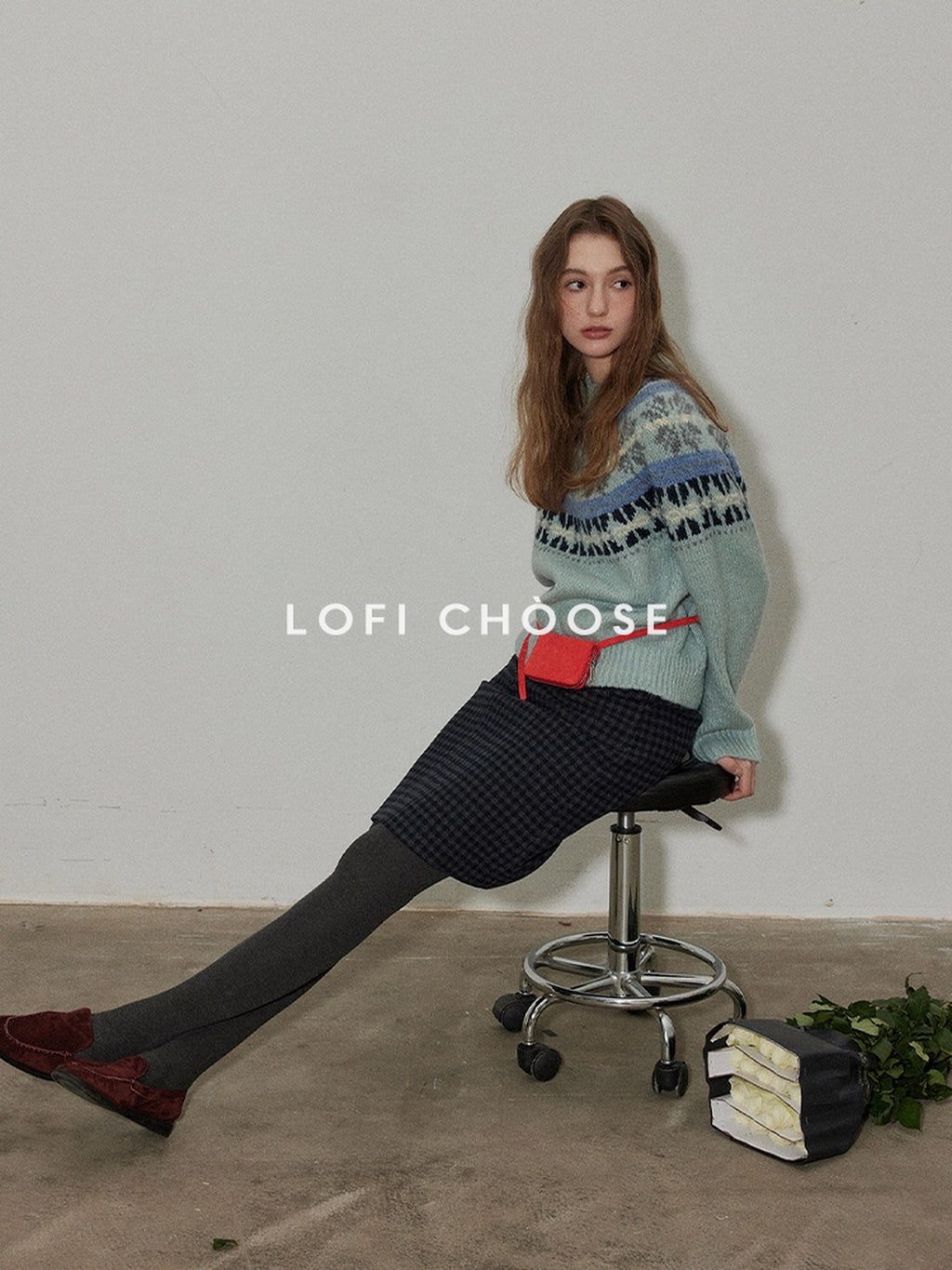 Lofi choose Cozy Soft Pullover Commuter Loose Fit Crew Neck Long Sleeve Knit Sweaters