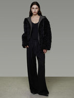 unspoken Warm Minimalist Commuter Loose Fit Zip Layered Women Black Polyester Short Coat