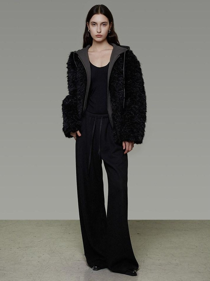 unspoken Warm Minimalist Commuter Loose Fit Zip Layered Women Black Polyester Short Coat