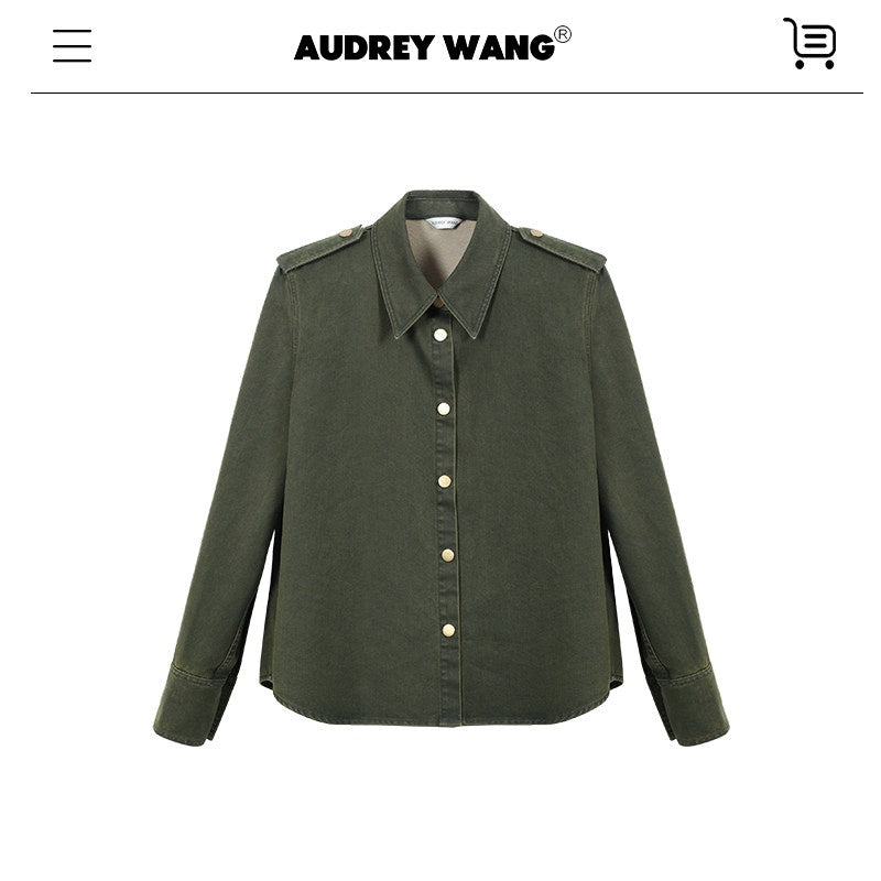 audreyyang_Thick_Cotton_Cinched_Waist_Vintage_Long_Sleeve_Army_Green_Top_&_Skirt_Sets_MISSTT