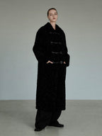 unspoken Thick Double Breasted Commuter Straight Fit Women Black Polyester Long Coats