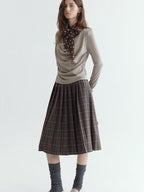 fano Soft Cotton Lyocell Polka Dot Mock Neck Layered Look Long Sleeve T-Shirts