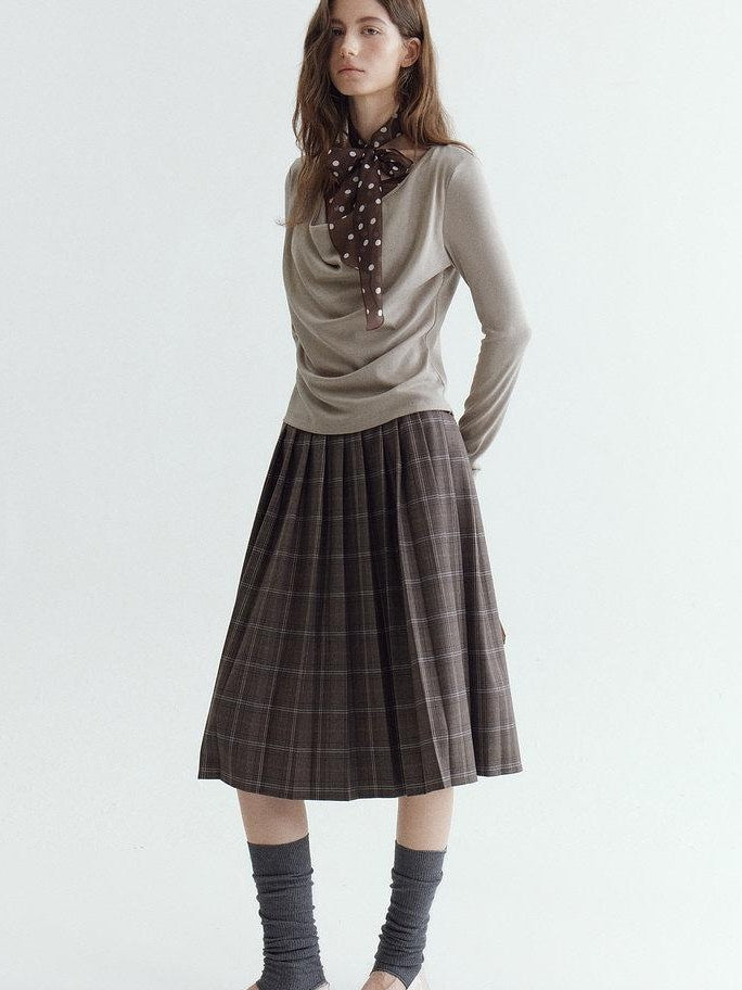 fano Soft Cotton Lyocell Polka Dot Mock Neck Layered Look Long Sleeve T-Shirts