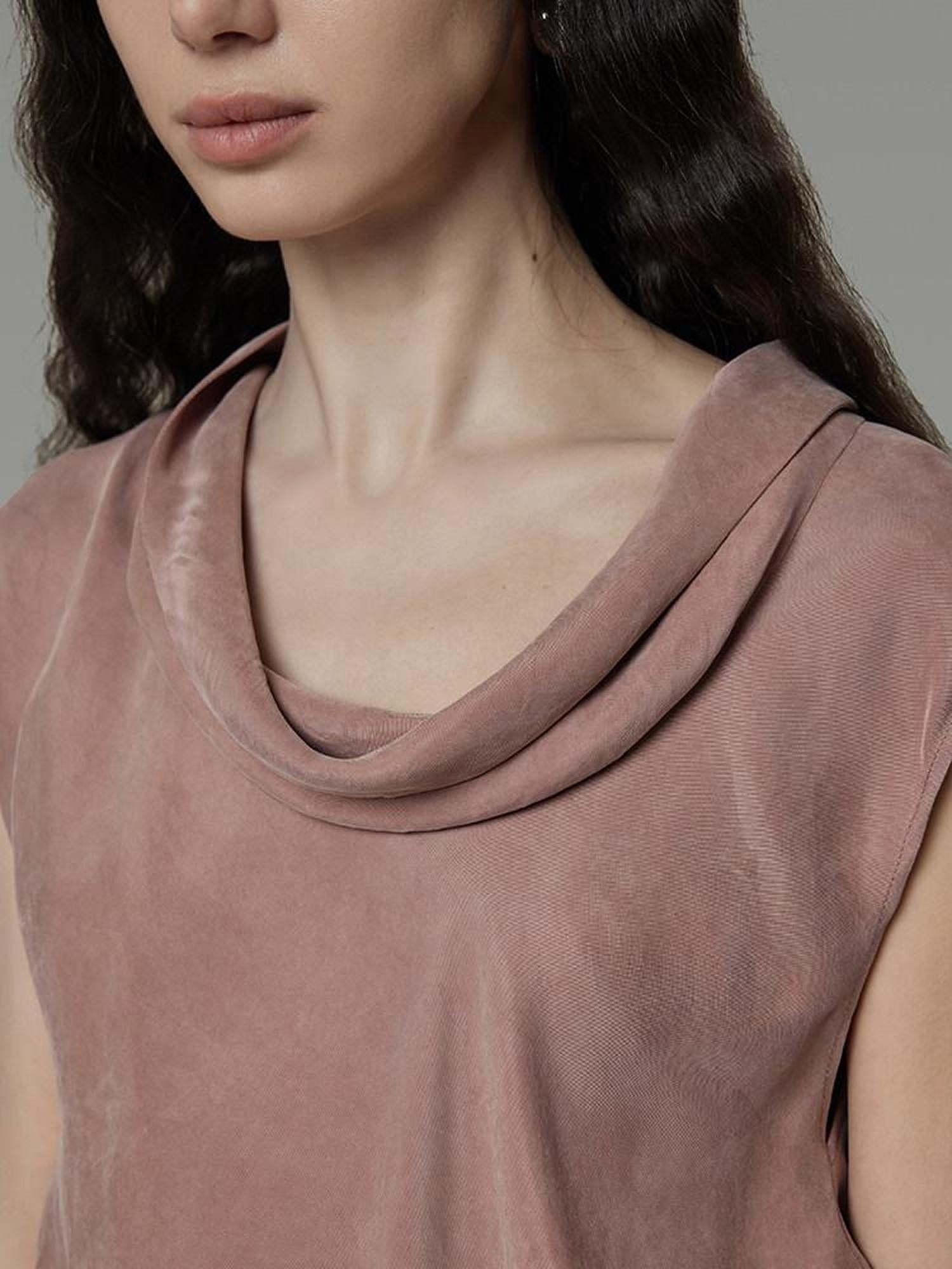 unspoken Eco Recycled Viscose Loose Fit Pullover Office Women Smoky Pink Casual Blouses