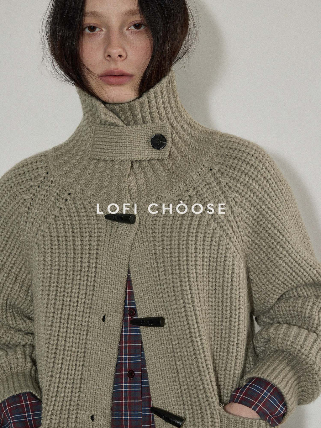 Lofi choose Warm Thick Loose Fit Workwear Button Front Long Sleeve Mid Length Knit Cardigans