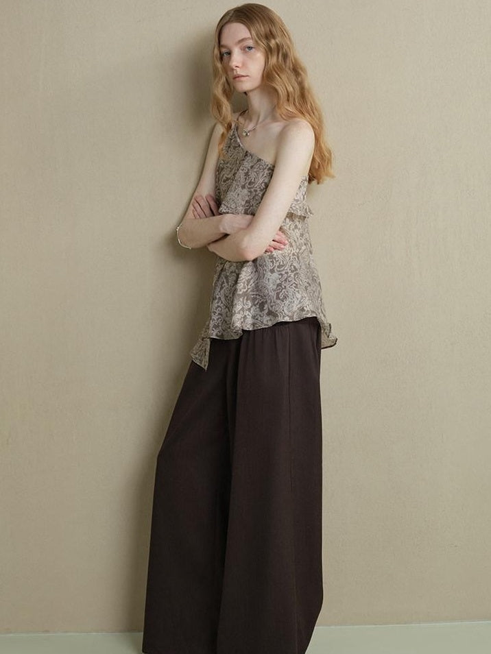 someonesometimes Lightweight Wool Blend Original Ruffle Loose Fit Women Striped Paisley Camisoles