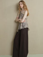 someonesometimes Lightweight Wool Blend Original Ruffle Loose Fit Women Striped Paisley Camisoles