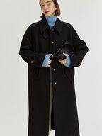 fano Insulated Minimalist Commuter Straight Raglan Sleeve Women Poly Blend Long Coats