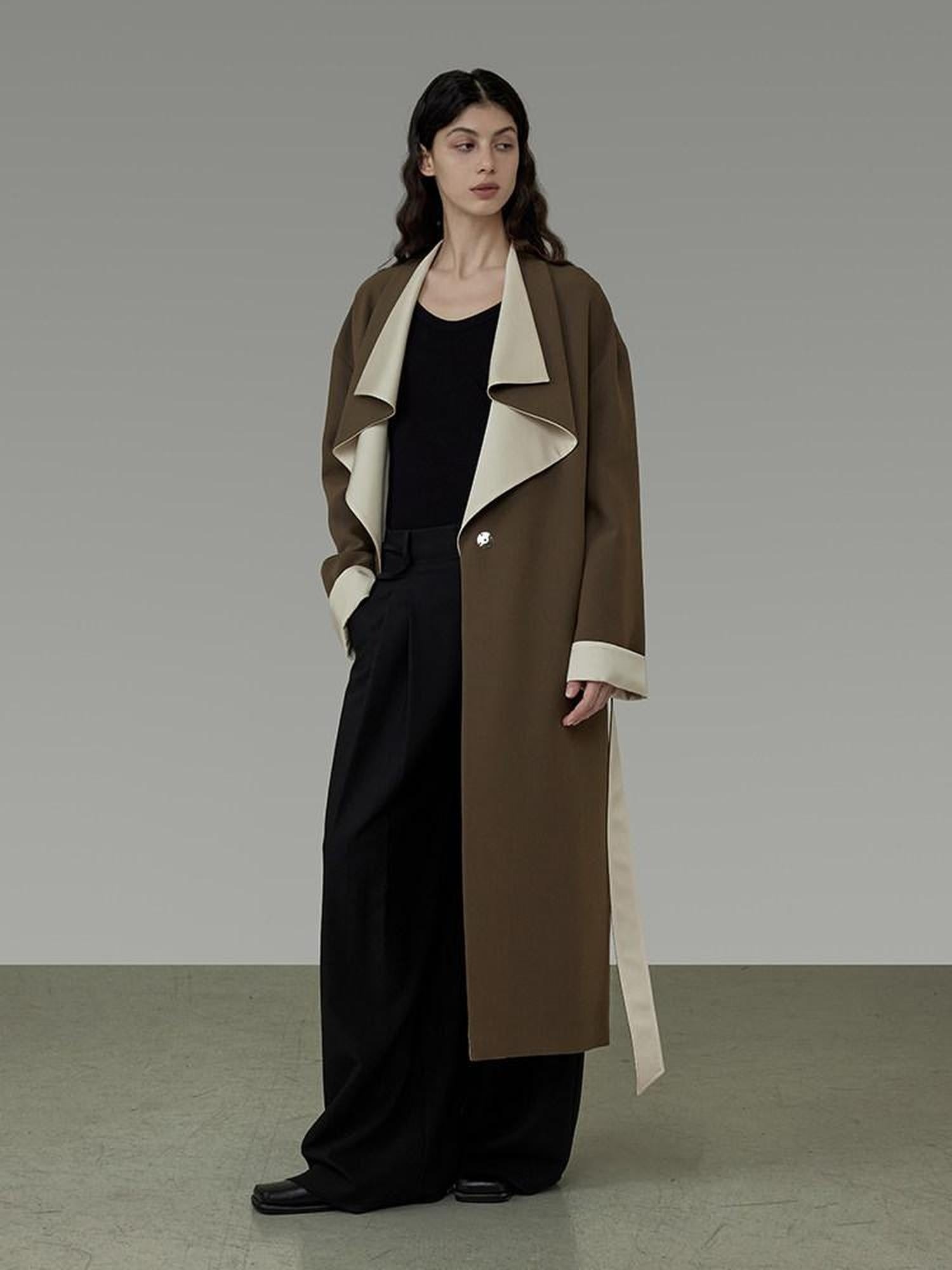 unspoken Minimalist Office Loose Longline Poly Blend Women Green Trench Coats