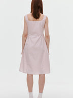 fano Tencel Lyocell Aline Sleeveless Square Neck Korean Commuter Midi Dresses