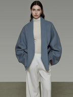 unspoken Pure Sheepswool Structured Tailoring Relaxed Fit Mist Blue Wool Coats
