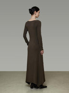 unspoken Breathable Viscose Halter High Waist A Line Knit Office Women Maxi Dresses