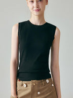 fano Soft Pure Cotton Slim Fit Pullover Office Basic Black Tank Tops