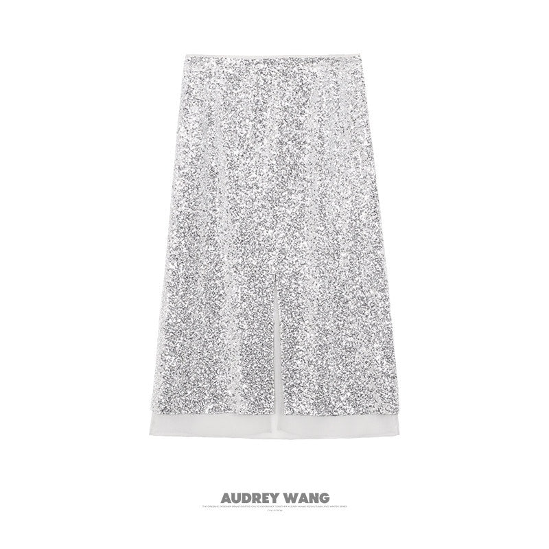 audreyyang_Sparkling_Sequin_Casual_Loose_Fit_Women_Crew_Neck_Top_&_Skirt_Sets_MISSTT