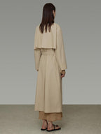 unspoken Classic Khaki Single Breasted Mid Length Loose Fit Women Commuter Trench Coats