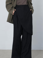 audreyyang Comfort Stretch Asymmetric Minimalist High Waist Loose Fit Women Straight Pants