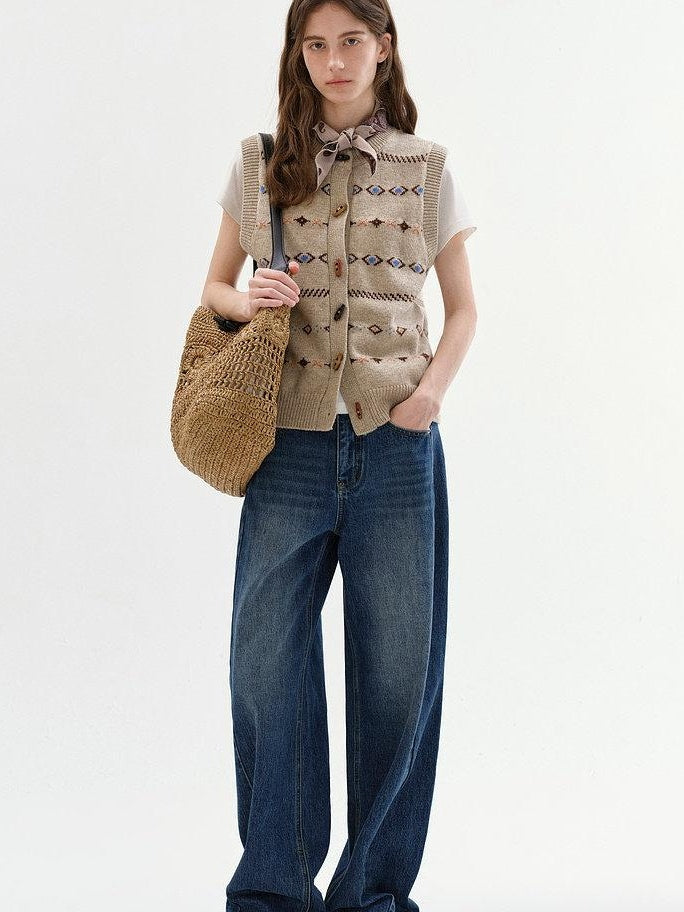 fano Cotton Commuter Natural Waist Loose Fit Women Denim No Stretch Wide Leg Jeans