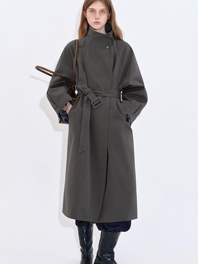 fano Cotton Lyocell Mid Length Single Breasted Straight Women Brown Trench Coats