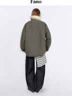 fano 90% White Duck Down Warm High Waist Loose Stand Collar Women Green Down Jackets