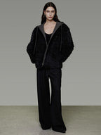 unspoken Warm Minimalist Commuter Loose Fit Zip Layered Women Black Polyester Short Coat