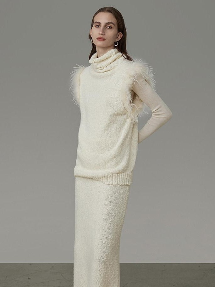 unspoken Elegant Minimalist Beige Two Piece Slim Fit Women Office Casual Top & Skirt Sets