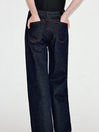 fano Comfortable Cotton Vintage Relaxed Natural Waist Women Raw Denim Wide Leg Jeans