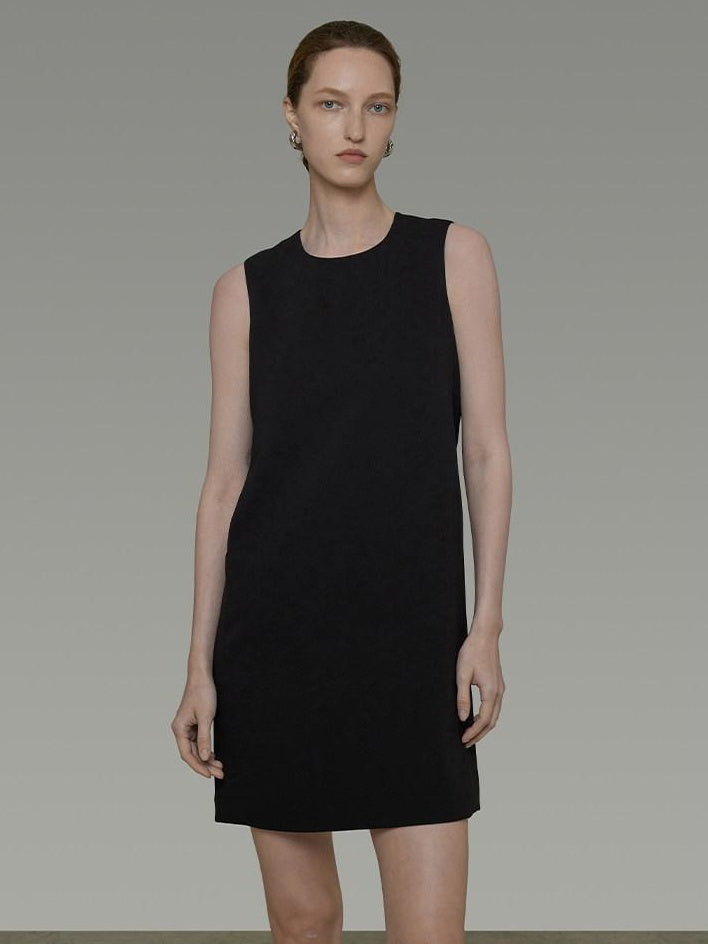 unspoken Minimal Sleeveless Natural Waist Structured Vest For Office Acetate Midi Dresses