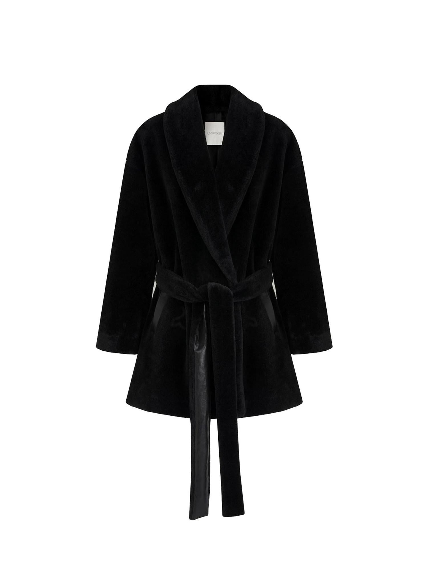 unspoken Warm V-neck Minimal Commuter Loose Midlength Women Everyday Black Long Coats
