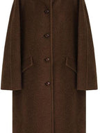 fano Soft Wool Blend Straight Cut Stand Collar Pockets Commuter Midlength Wool Coats