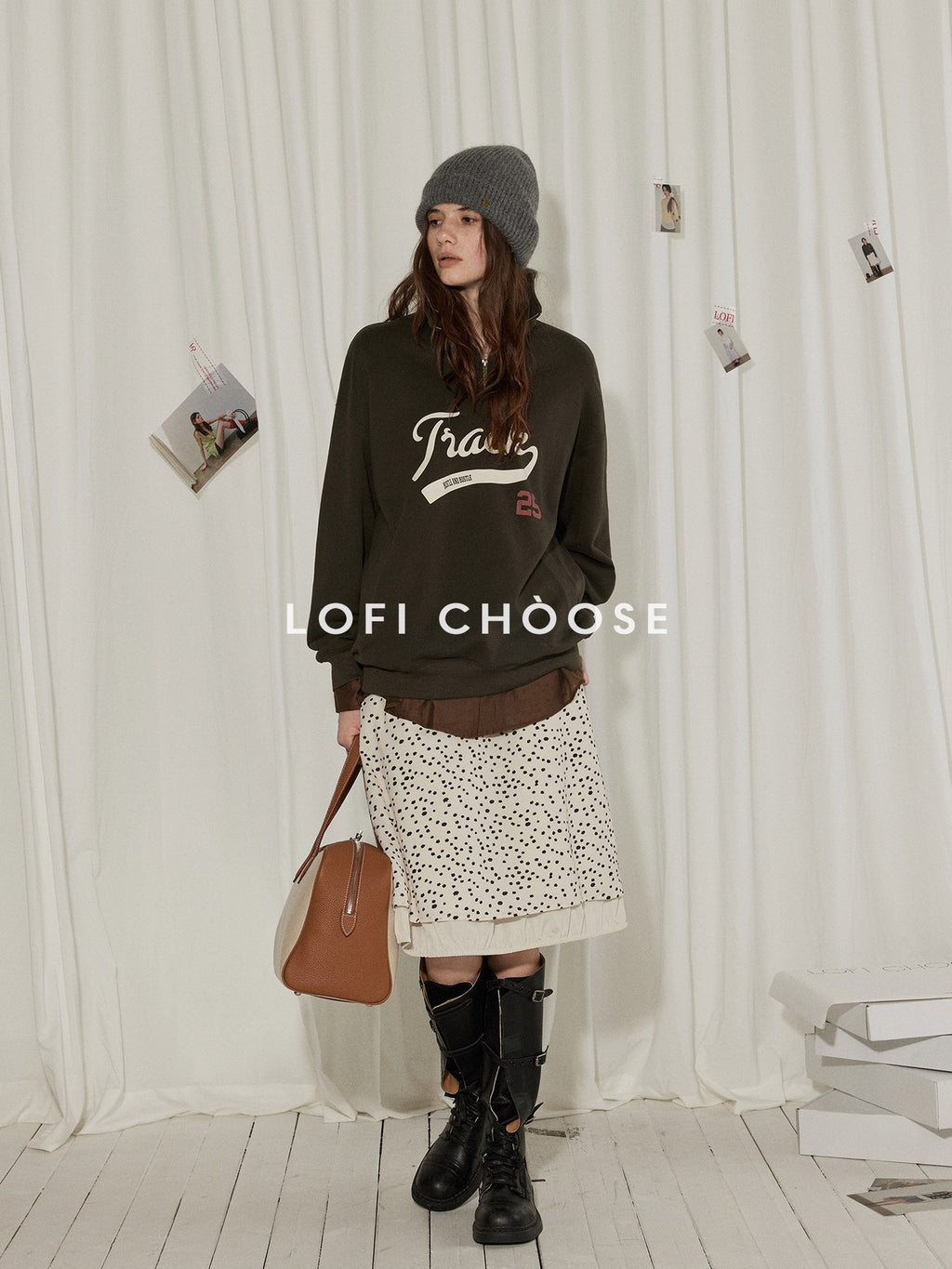 Lofi choose 100 Percent Cotton Loose Fit Henley Neck Workwear Long Sleeve Sweatshirt