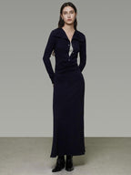 unspoken Breathable Modal Faux Twopiece Slim A Line V-neck Commuter Maxi Dresses