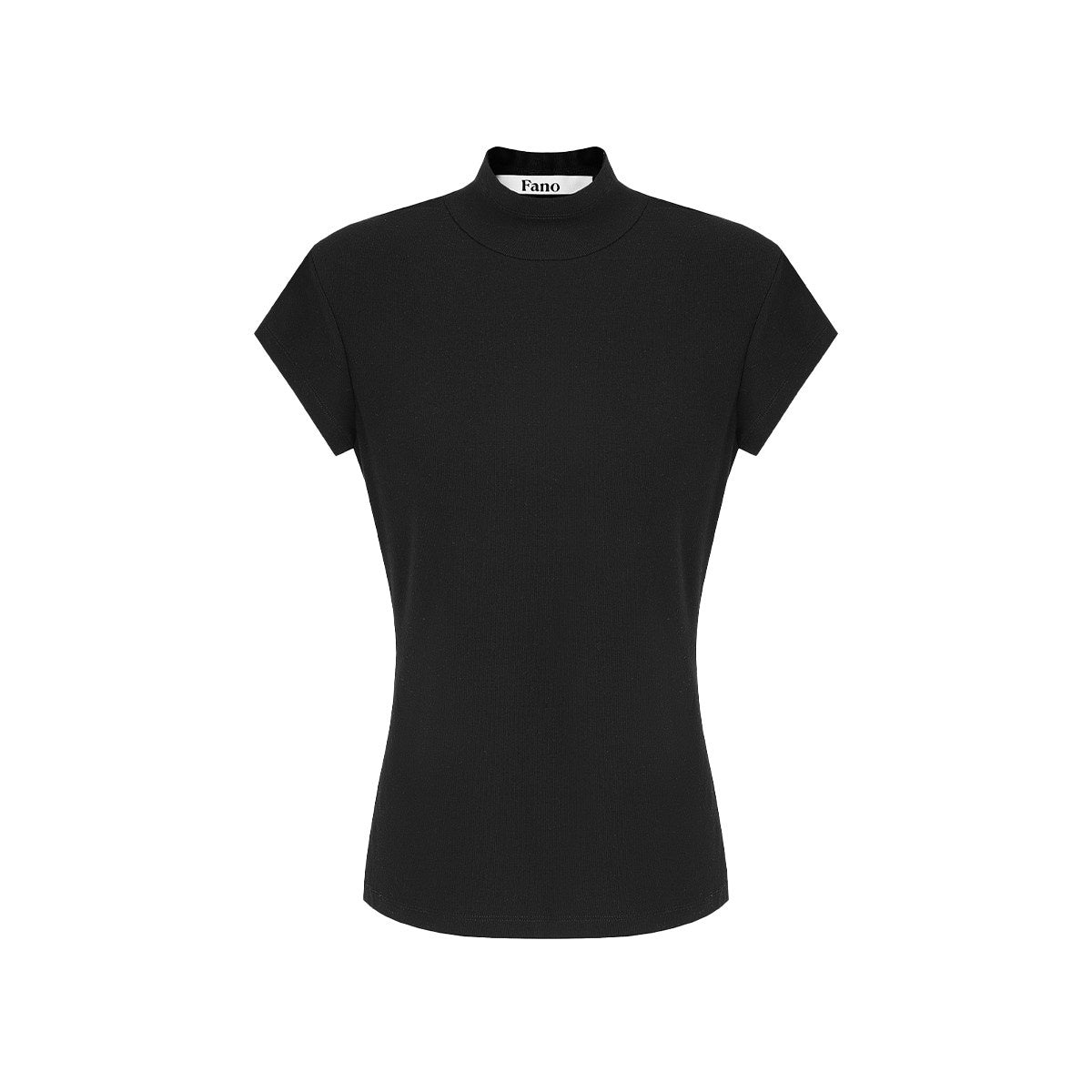 fano_Stretch_Slim_Korean_Commuter_Mock_Neck_Women_Short_Sleeve_T-Shirts_MISSTT