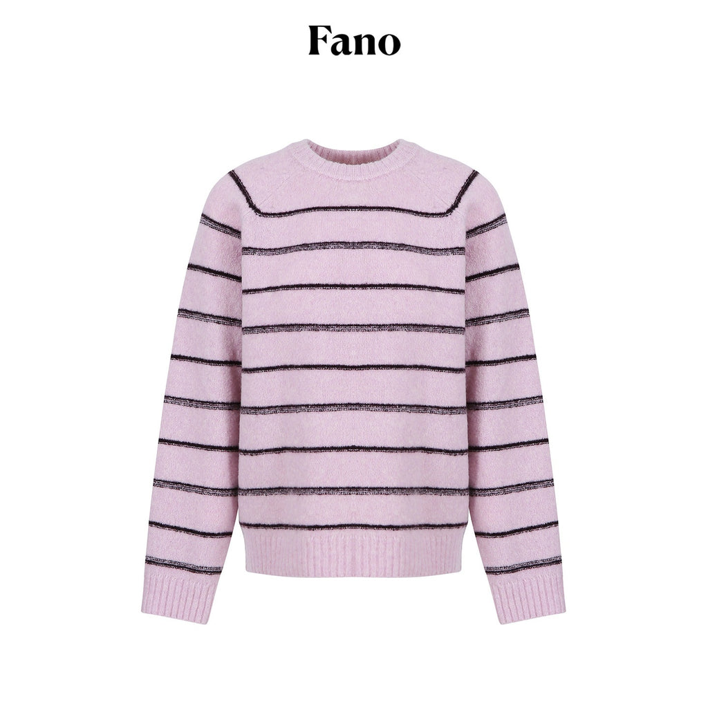 fano_Soft_Wool_Blend_Striped_Cardigan_Loose_Fit_Commuter_Women_Pink_Knitted_Sweaters_MISSTT