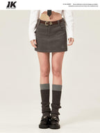 ikyou Durable Non Deforming Embroidered A Line High Waist Casual Ladies Mini Skirts