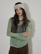 Lofi choose Breathable Oversized Commuter Office Top Green Brown Long Sleeve T-Shirts