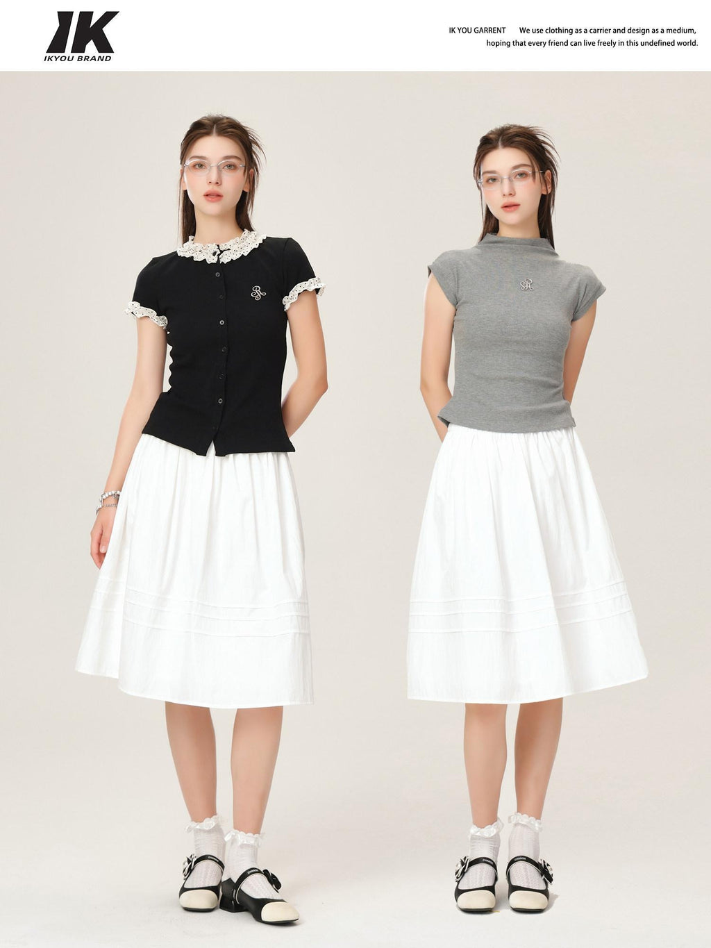 ikyou High Waist 100 Percent Cotton Resin Colorfast A Line Casual White Midi Skirts