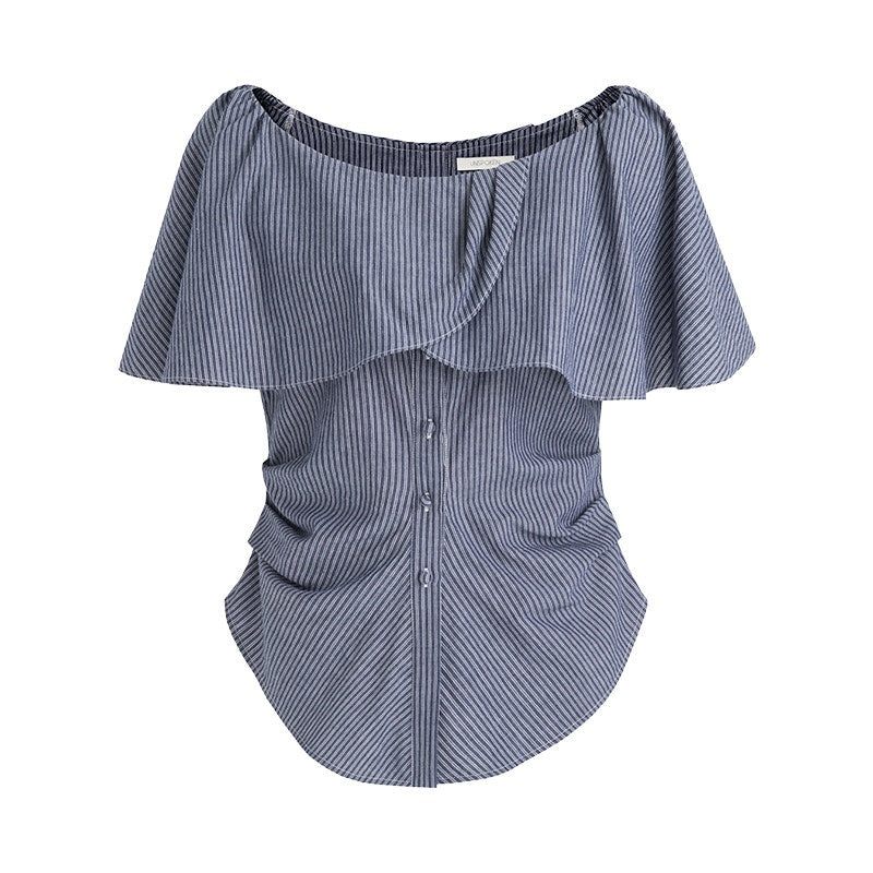 unspoken_Flattering_Pure_Cotton_Loose_Boat_Neck_Women_Striped_Short_Sleeve_Blouses_MISSTT