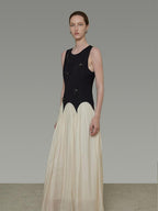 unspoken Elegant Beaded High Waist A Line Sleeveless Office Polyester Maxi Dresses