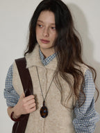 Lofi choose Soft Beige Button Front Lapel Collar Office Knit Women Cardigans