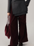 audreyyang Comfort Stretch Asymmetric Minimalist High Waist Loose Fit Women Straight Pants
