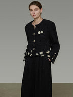 unspoken Warm Button Crew Neck Relaxed Short Workwear Women Black Ivory Cropped Jackets
